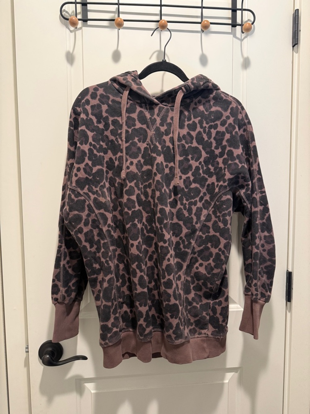 Leopard Print Hoodie in Mauve and Black
